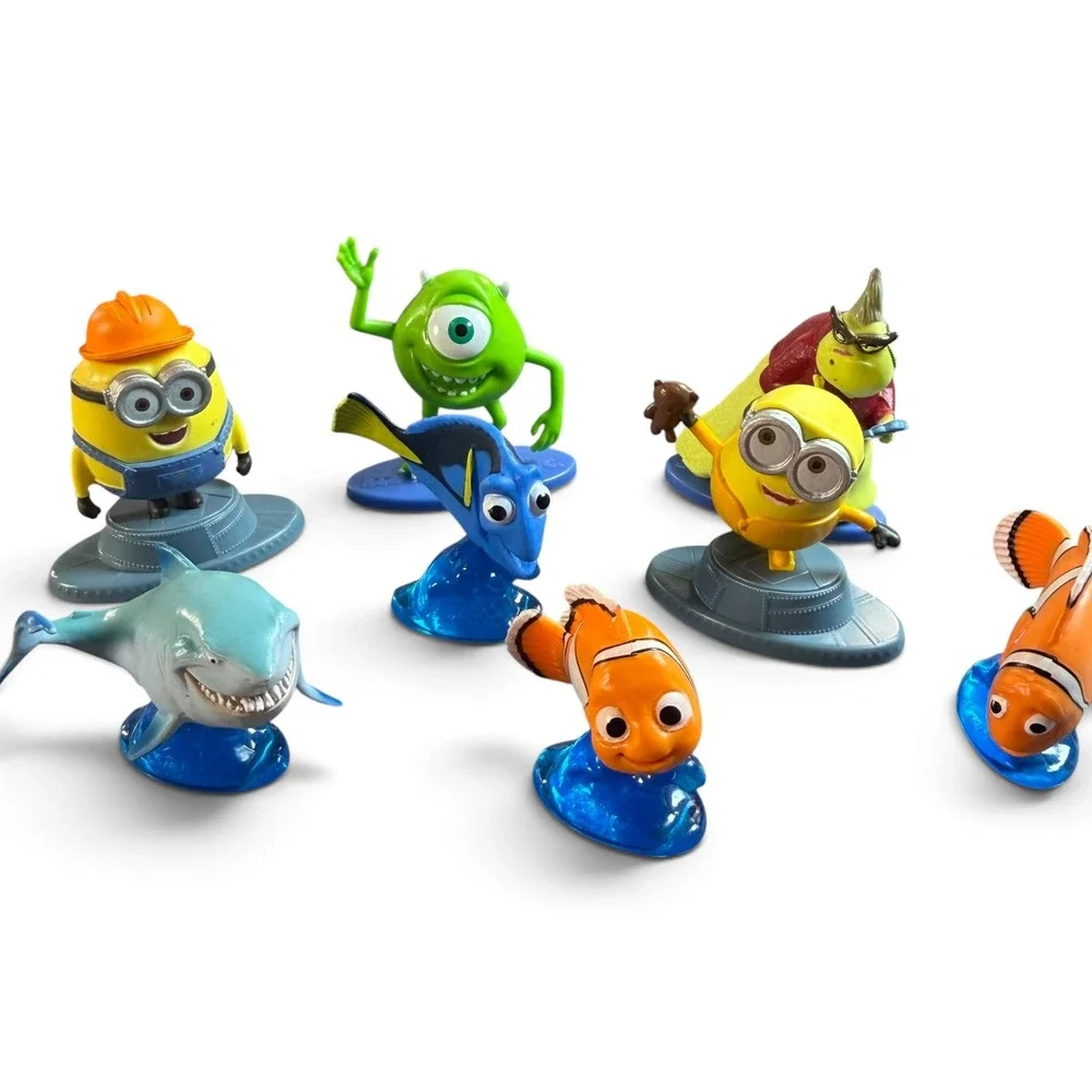 Disney Pixar Universal Minions Finding Nemo Monsters Inc Mini Figure Lot 8pc